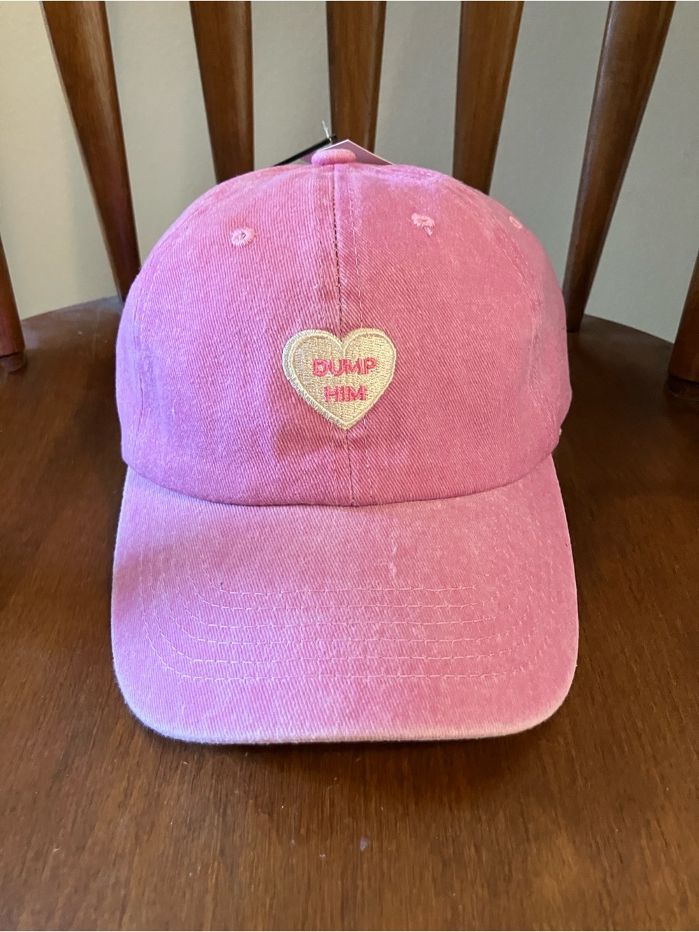 Francesca's Collections Pink 'Dump Him' Heart Embroidered Baseball Cap